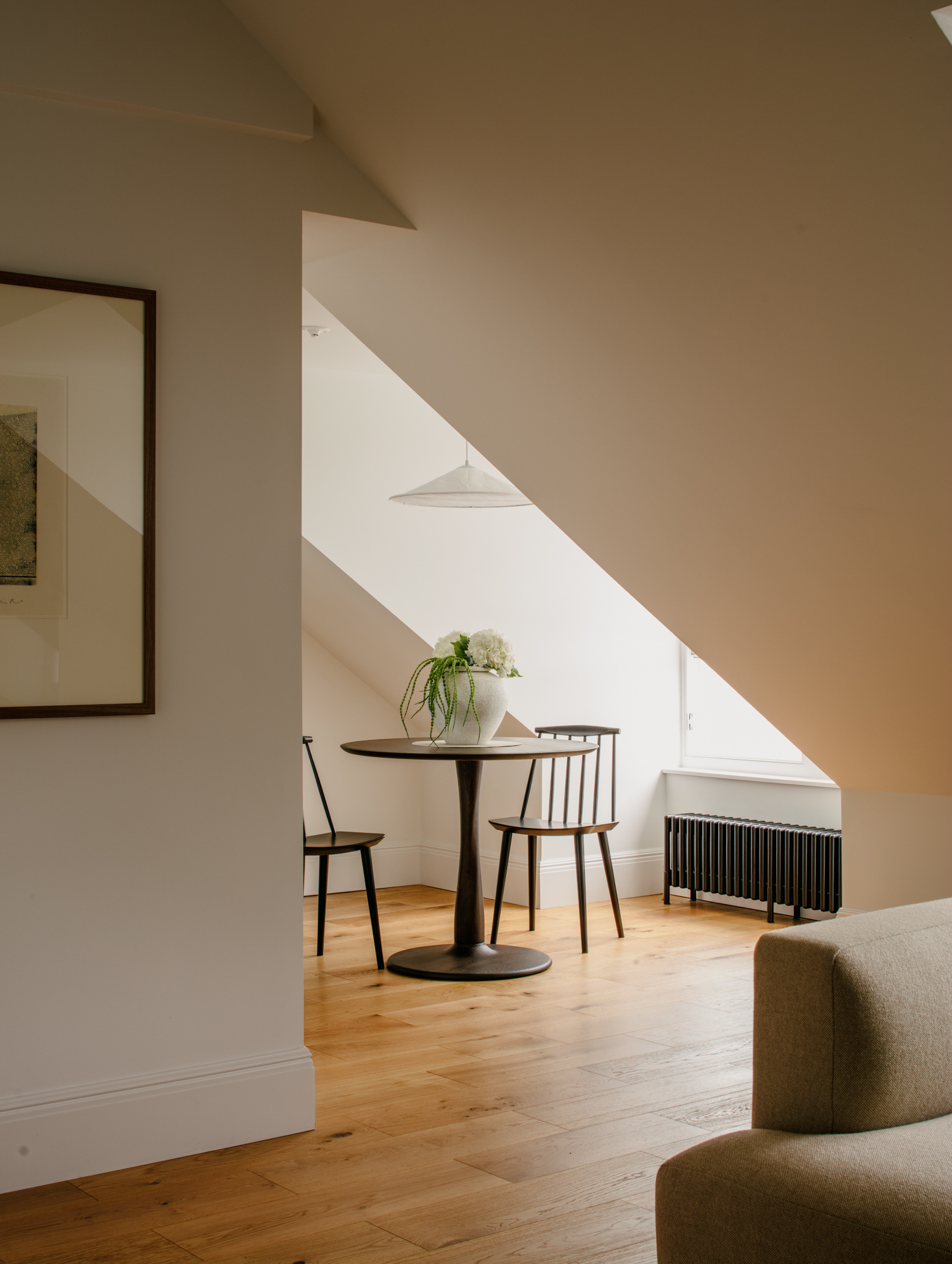 Contemporary dining area under the eaves