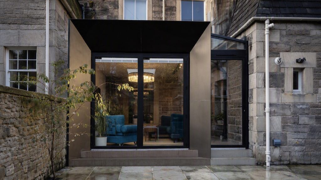 Rear bronze colour extension to sandstone house, Edinburgh