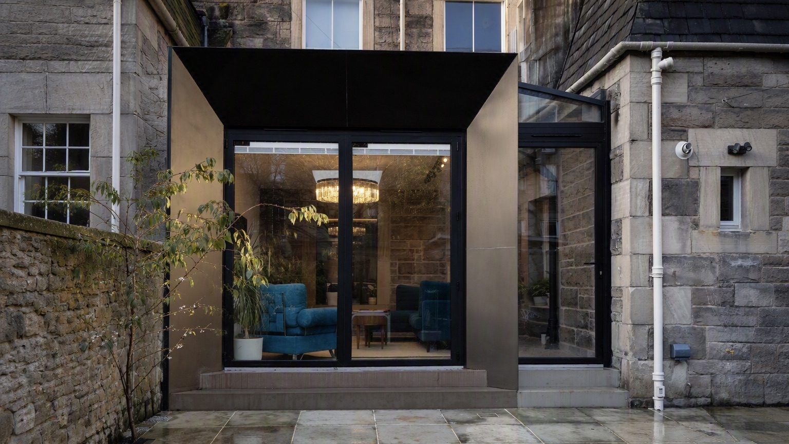 Rear bronze colour extension to sandstone house, Edinburgh