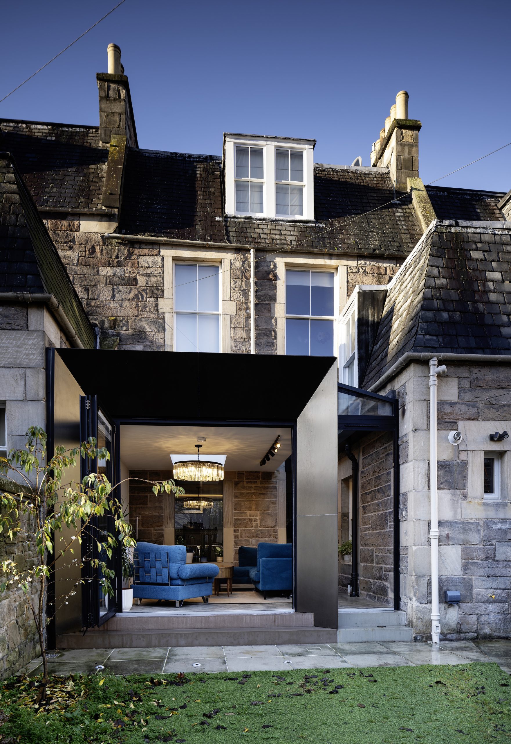 Rear bronze colour extension to sandstone house, Edinburgh