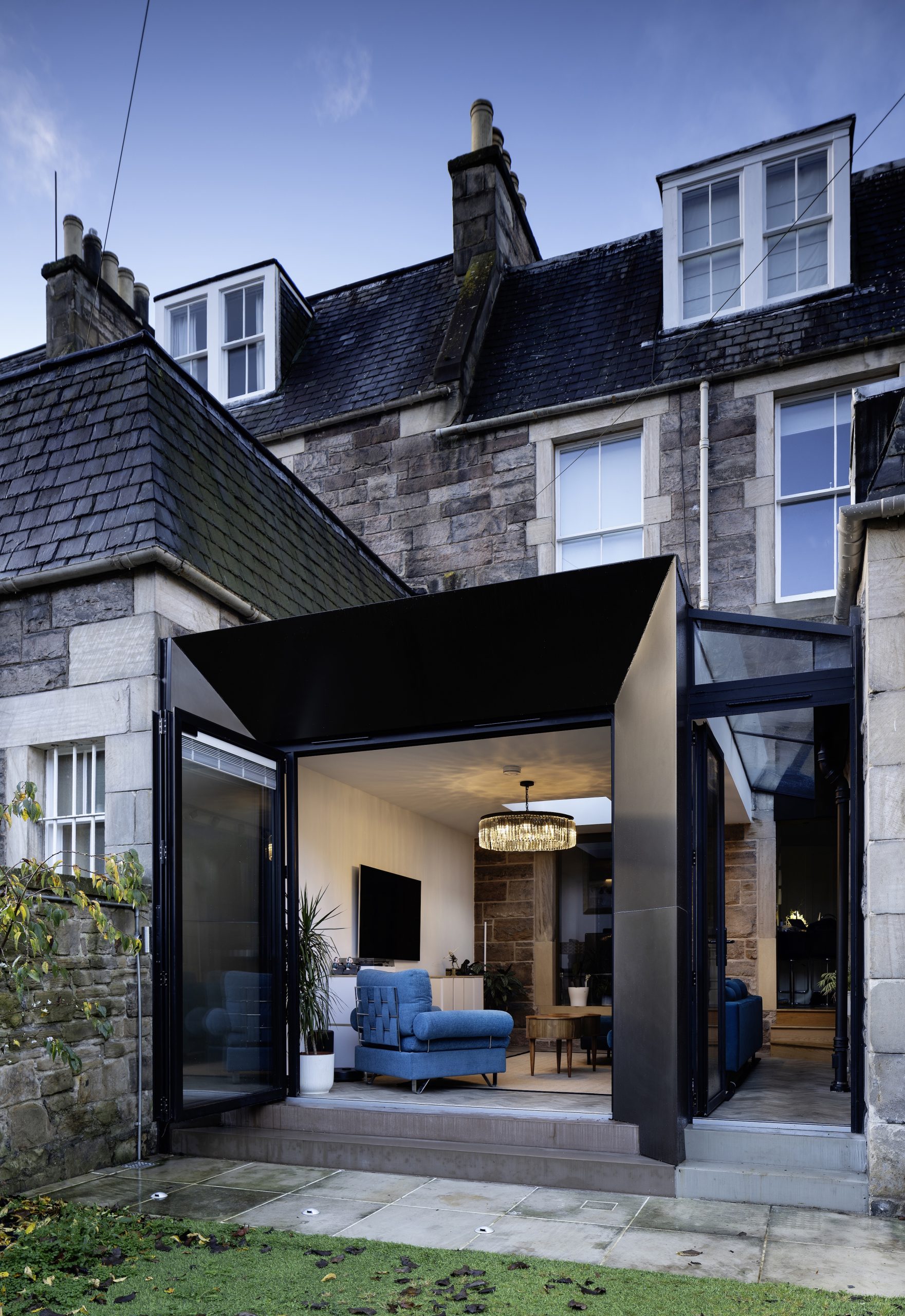 Rear bronze colour extension to sandstone house, Edinburgh
