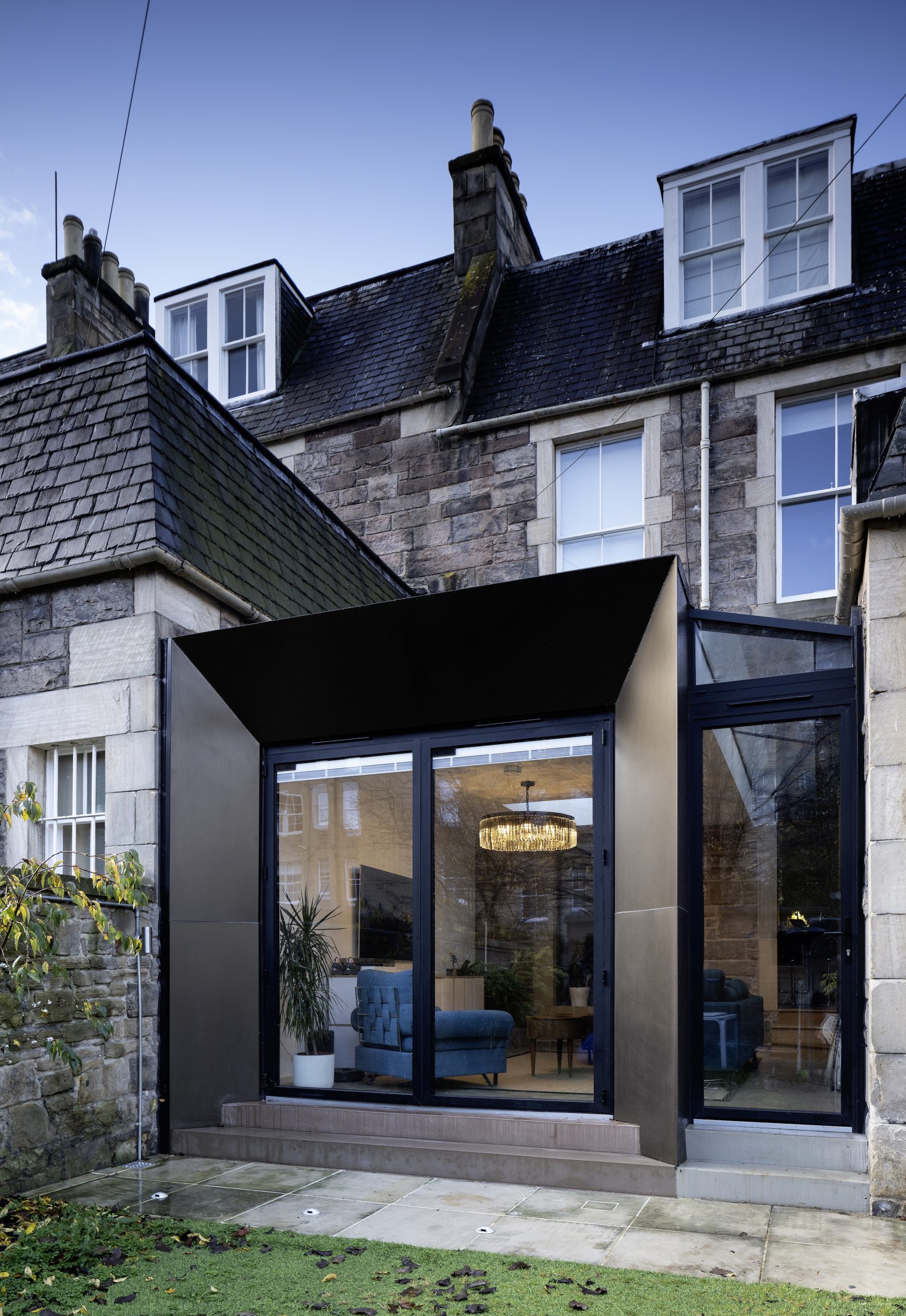 Rear bronze colour extension to sandstone house, Edinburgh